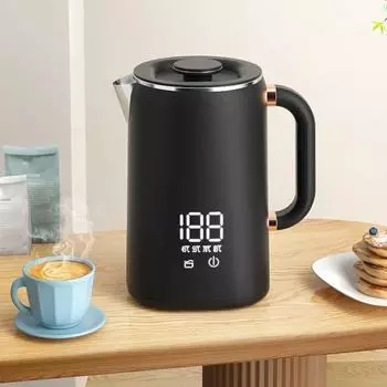 Электрический чайник 1 шт 1,7 л двухслойный противоожоговый цифровой дисплей нержавеющая сталь интеллектуальная изоляция бытовой офис отель белый