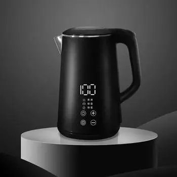 Электрический чайник 1 шт., интеллектуальный термостат, автоматическое отключение питания, нержавеющая сталь 304, двойная изоляция, для дома, офиса, отеля чёрный