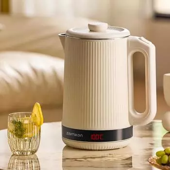 Электрический чайник 2,2 л, бытовой термостатический чайник, автоматический заварочный чайник с функцией сохранения тепла, нержавеющая сталь 304, оздоровительный чайник 220 В EU белый