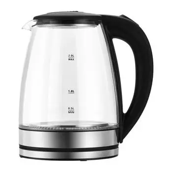 Электрический чайник 2 л большой емкости с европейской вилкой для кипячения воды, чайник из нержавеющей стали 304 с внутренним покрытием, стеклянный чайник с синим светом, электрический чайник для дома