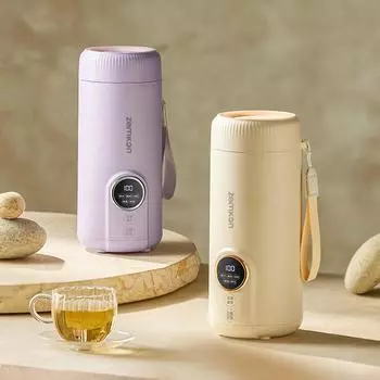 Электрический чайник 550 мл, портативная нагревательная чашка, многофункциональный чайник для кипячения воды, умный чайник с регулируемой температурой, 220 В EU бежевый