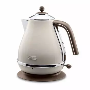Электрический чайник De Longhi Icona Vintage KBOV1200J-BG из нержавеющей стали объемом 1,0 л. Легко читаемый счетчик воды. Фильтр для предотвращения попадания посторонних предметов. Пустой кипящий резервуар. Предыдущий