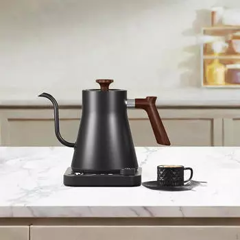 Электрический чайник для кофе, кипящая вода, удобная ручка, многофункциональный чайник для дома чёрный