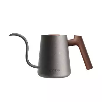 Электрический чайник HiYiHi с регулировкой температуры, кофейный чайник объемом 600 мл, сертифицированный PSE, японское руководство по эксплуатации в комплекте (Нет термометраСерый)