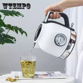 Электрический чайник из нержавеющей стали 304, 1,5 л, с измерителем температуры воды, бытовой быстрый нагрев, электрический чайник для кипячения, кофе розовый