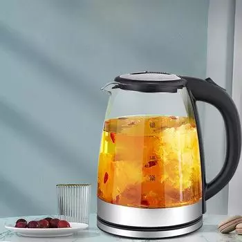Электрический чайник из стекла с синим светом, автоматический чайник из нержавеющей стали, чайник для чая и бытовой прозрачности, чайник для сохранения здоровья, чай, кофе, бойлер для горячей воды us