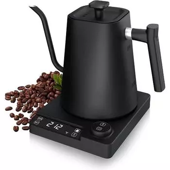 Электрический чайник на гибкой стойке с контролем температуры, электрический чайник емкостью 1 л с автоматическим отключением, кофейный чайник из нержавеющей стали на 1200 Вт US Plug