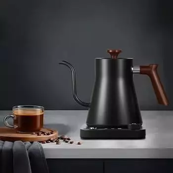 Электрический чайник с вилкой США из нержавеющей стали с гибким воротом, умный цифровой чайник для заваривания кофе, электрический чайник с контролем температуры 110V чёрный