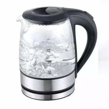 Электрический чайник стеклянный стильный литровый электрический водонагреватель черный овощной 1.2л 1.2 GD-G12