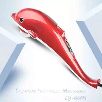 Электрический Дельфин с подогревом, массажер для спины, ручной вибрационный массажный молоток для шеи и тела, расслабляющий массажный палочка для здоровья, 7 в 1 US