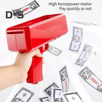 Электрический денежный шутер с 100 реквизитами для поддельных денег, работающий от батареек, ручной денежный распылитель для детей и взрослых, автоматическая игрушка для метания денег золотистый