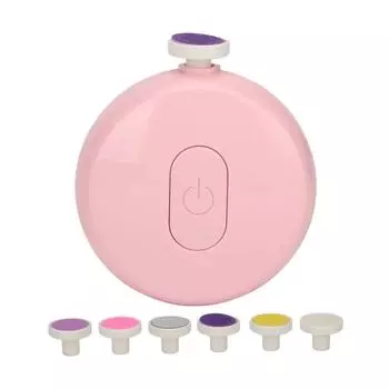 Электрический детский триммер для ногтей, 6 сменных головок, малошумная безопасная машинка для стрижки ногтей для новорожденных малышей