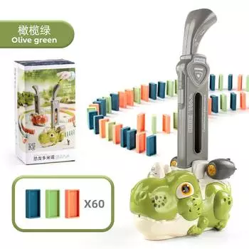 Электрический динозавр домино маленький поезд со звуком и светом автоматическая лицензия 60 шт. домино строительный блок игрушка