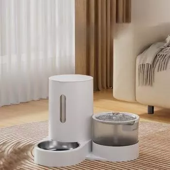 Электрический дозатор воды для домашних животных, автоматическая кормушка, большая емкость, разделение сухой и влажной воды, интегрированная система подачи воды и корма для кошек и собак, питьевая вода 43.3*15.7*25.5 cm