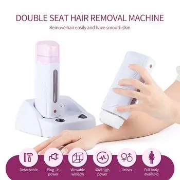 Электрический двойной нагреватель воска с быстрым нагревом для удаления волос, картридж для эпилятора, восковая роликовая основа, рулонная вощеная многоразовая грелка для воска EU Plug