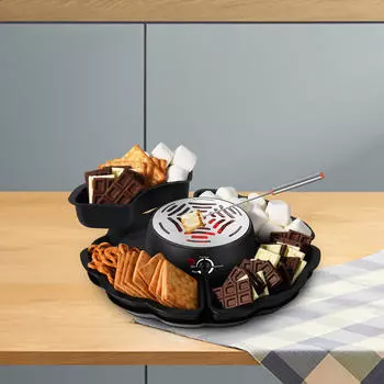 Электрический фондюшница с вилками и 4 съемными подносами для домашней вечеринки или свадьбы