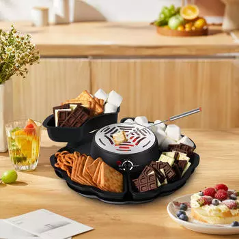 Электрический фондюшница с вилками, жаровня без пламени, регулируемая температура, шоколад