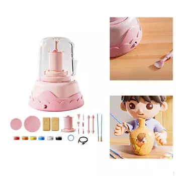 Электрический гончарный круг для детей, инструменты для лепки и принадлежности для работы с глиной розовый