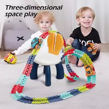 Электрический гоночный автомобиль, игрушки-треки с гибкой гоночной трассой «сделай сам», со световой антигравитационной дорожкой, гибкий автомобиль, подарки 46pcs