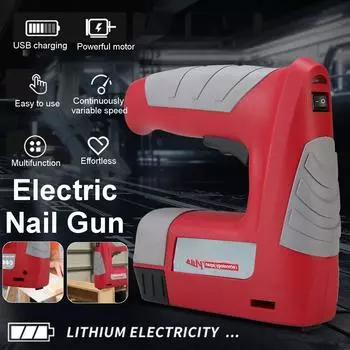 Электрический гвоздезабивной пистолет степлер мебельный степлер USB перезаряжаемая литиевая батарея для каркаса деревообработки электроинструменты 4.2В
