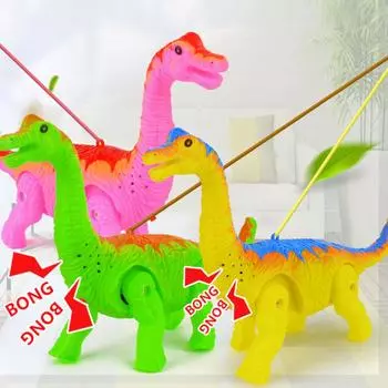 Электрический ходячий световой вокальный поводок динозавр электронный робот со световыми и звуковыми игрушками рождественский подарок жёлтый