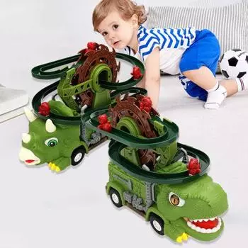 Электрический игрушечный динозавр грузовик динозавр восхождение колесо американские горки скользящая трасса игрушка Tyrannosaurus Rex