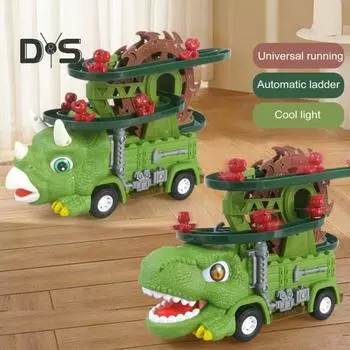 Электрический игрушечный грузовик с динозавром, динозавр, восхождение на небесное колесо, американские горки, скользящая дорожка, игрушка, развивающая игрушка, тираннозавр, трицератопс, машинка, игрушечные мальчики Tyrannosaurus Rex
