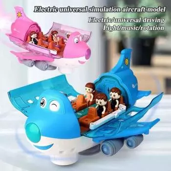 Электрический игрушечный самолет с музыкальным светом, вращение на 360 градусов, интеллектуальный трюковой самолет для детей с функцией обхода препятствий розовый