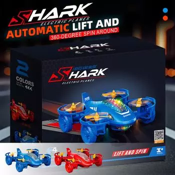 Электрический игрушечный самолет, со светом и музыкой, может вращаться на 360°, подходит для детей в возрасте от 3 до 6 лет, детский праздник, семейное общение, детский подарок One Size синий