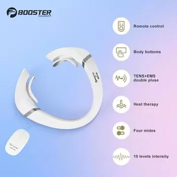 Электрический импульсный массажер для шеи Booster для облегчения боли, забота о здоровье, беспроводной аппарат для массажа глубоких тканей мышц шеи