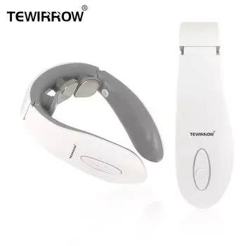 Электрический импульсный массажер для шеи TEWIRROW для облегчения боли с термотерапией, десятки интеллектуальных триггерных точек, расслабляющий релаксатор для шеи, перезаряжаемый для женщин и мужчин, подарок Without Heat Therapy белый