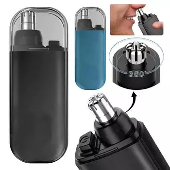 Электрический инструмент для бритья волос в носу с двойными лезвиями, профессиональный триммер для носа, портативный, с зарядкой через USB для женщин и мужчин синий