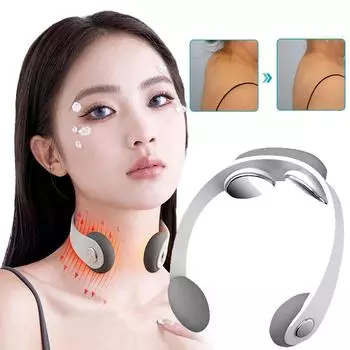 Электрический инструмент для массажа шеи, 5 режимов, горячая компрессионная терапия, EMS TENS, массажер, машина для глубокой релаксации шейного отдела позвоночника белый