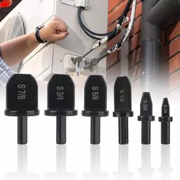 Электрический инструмент для развальцовки труб, шестигранный расширитель труб, ручка для ремонта кондиционера, инструмент для снятия металлических медных труб, 6 шт. чёрный