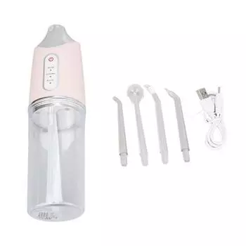 Электрический ирригатор для полости рта 3 режима 4 насадки Вращающийся на 360 градусов высокочастотный очиститель зубов розовый английский