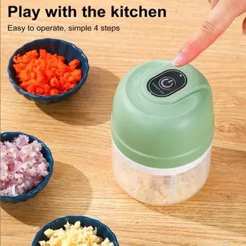 Электрический измельчитель чеснока, 100/250 мл, перезаряжаемый через USB мини-измельчитель с 2/3 лезвиями, портативный водонепроницаемый кухонный инструмент для лука и имбиря S циан