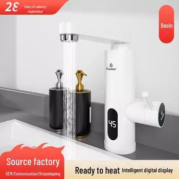 Электрический кран для мгновенного нагрева из нержавеющей стали с двойной подачей горячей и холодной воды XH-112, Plug version