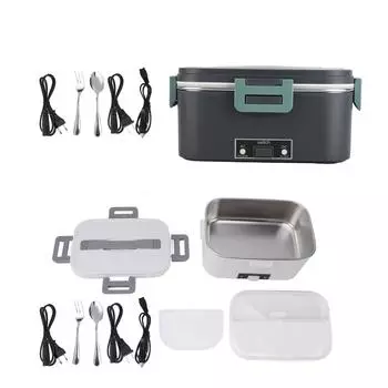Электрический ланч-бокс 1,8 л с циркуляцией воздуха на 360 градусов, подогрев, вкладыш из нержавеющей стали SUS304, можно мыть в посудомоечной машине, портативный ланч-бокс US Plug 110220V Dark Blue