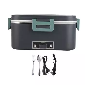 Электрический ланч-бокс 1,8 л с циркуляцией воздуха на 360 градусов, подогрев, вкладыш из нержавеющей стали SUS304, можно мыть в посудомоечной машине, портативный ланч-бокс L темно-синий