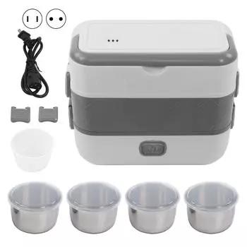 Электрический ланч-бокс 200 Вт, двухслойные ланч-боксы с подогревом, портативный подогреватель еды для автомобиля, дома и работы EU Plug