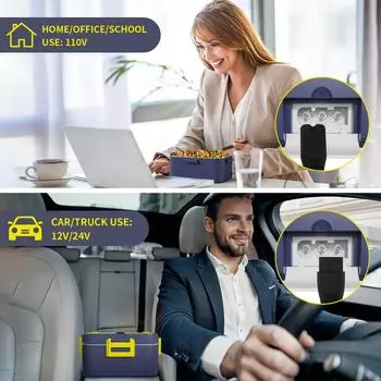 Электрический ланч-бокс 75 Вт, емкость 1,8 л, подогреватель пищи, 12 В/24 В, портативный подогреватель пищи для дома/офиса, автомобиля, грузовика, подогреватель ланч-бокса us белый