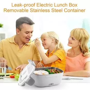 Электрический ланч-бокс для подогрева еды, большая емкость, устойчивый к протечкам, быстрый нагрев, 40 Вт, подогреваемый ланч-бокс US Plug темно-зеленого