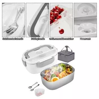 Электрический ланч-бокс для подогрева еды, большая емкость, устойчивый к утечкам, быстрый нагрев, 40 Вт US Plug темно-зеленого