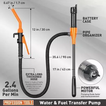 Электрический масляный насос Сифонный насос для перекачки жидкости Ручной насос Насос на батарейках Водяной газовый инструмент Портативные автомобили Сифон Бензин Топливо