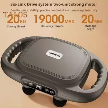 Электрический массажер для фасций, дизайн с 6 головками, 9 режимов, регулируемый, перезаряжаемый, ручной, перкуссионный, вибрационный, для глубоких тканей, массажер для мышц серый