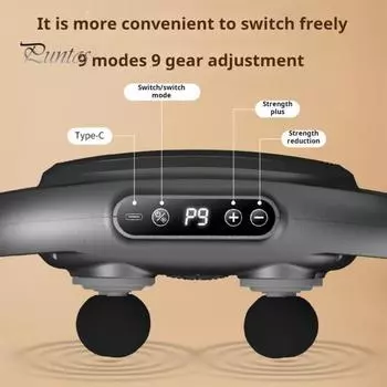 Электрический массажер для фасций, дизайн с 6 головками, 9 режимов, регулируемый, перезаряжаемый, ручной, перкуссионный, вибрационный, для глубоких тканей, массажер для мышц серый