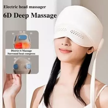 Электрический массажер для головы Электрический массажер для снятия мигрени с 3 скоростями Накладка на глаза