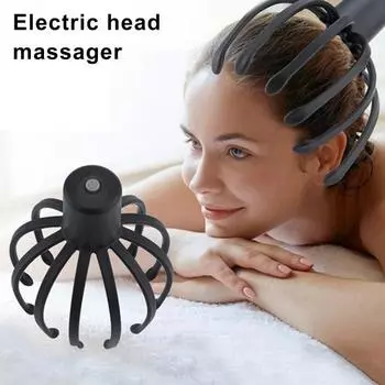 Электрический массажер для головы Octopus, глубокий массаж кожи головы, 3 режима, вибрационный массажер для головы, беспроводной портативный инструмент для массажа кожи головы Octopus Claw чёрный