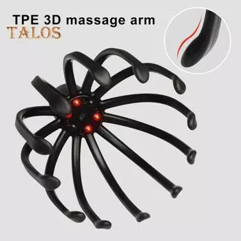 Электрический массажер для головы Octopus, глубокий массаж кожи головы, 3 режима, вибрационный массажер для головы, беспроводной портативный инструмент для массажа кожи головы Octopus Claw чёрный