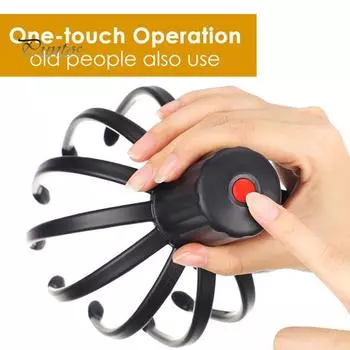 Электрический массажер для головы Octopus, массаж головы, 3 режима вибрации, портативный перезаряжаемый дизайн, массажер для кожи головы, инструмент для массажа чёрный